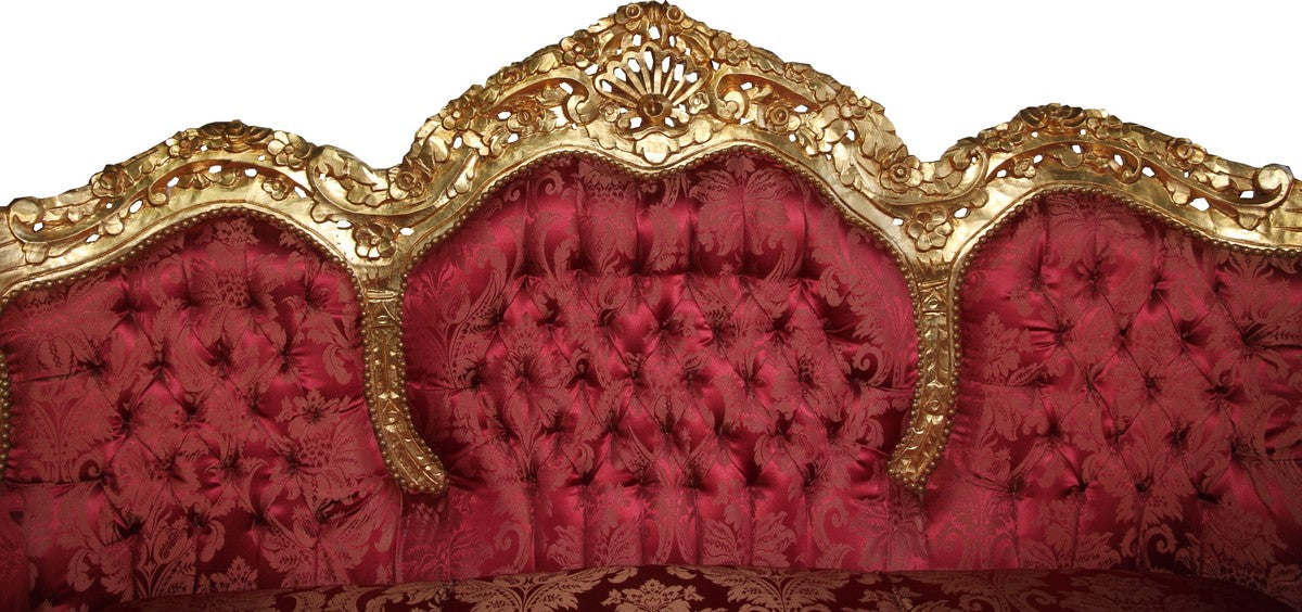 Barock 3er Sofa Lord Bordeaux Barock Muster / Gold - Möbel Lounge Couch