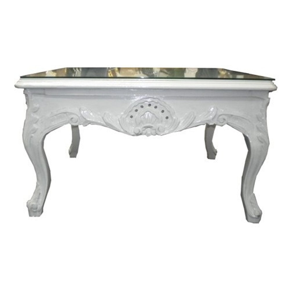 Barock Couchtisch Weiß 80 x 80 cm - Beistelltisch - Wohnzimmer Salon Tisch