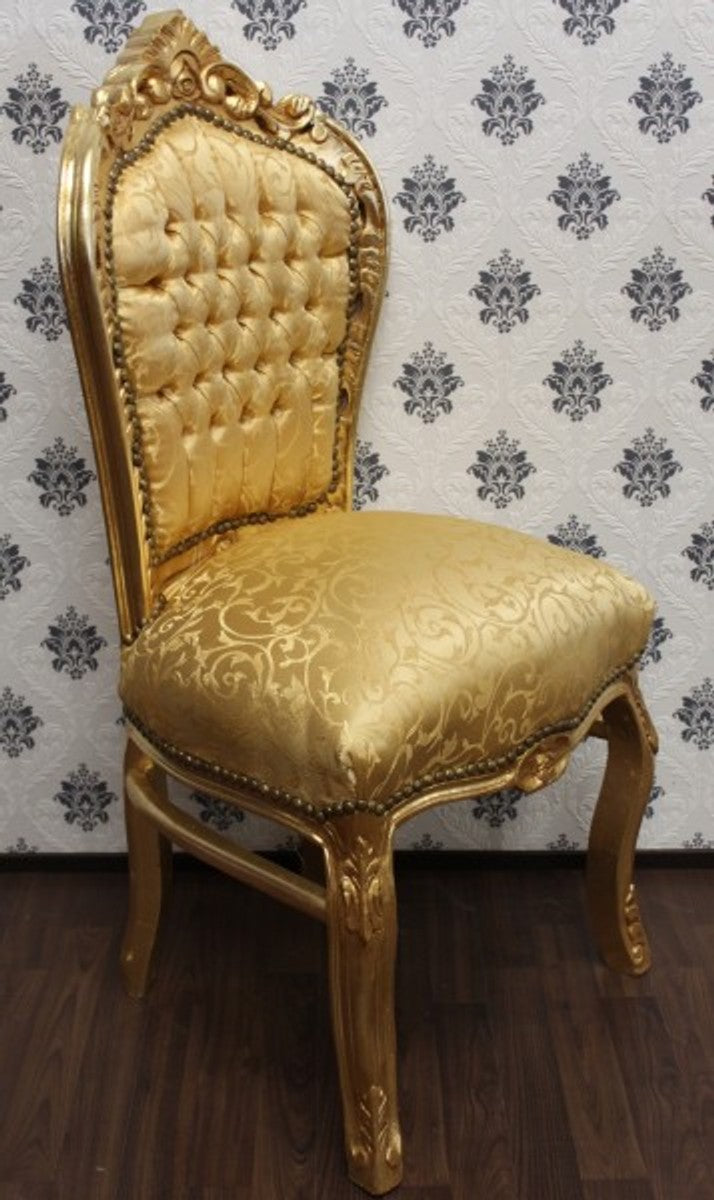 Barock Esszimmer Stuhl Gold Muster / Gold - Antik Stil Barock Möbel