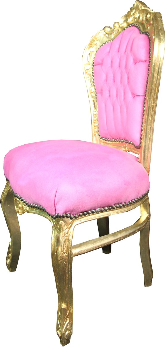 Barock Esszimmer Stuhl Rosa / Gold Mod3 - Limited Edition