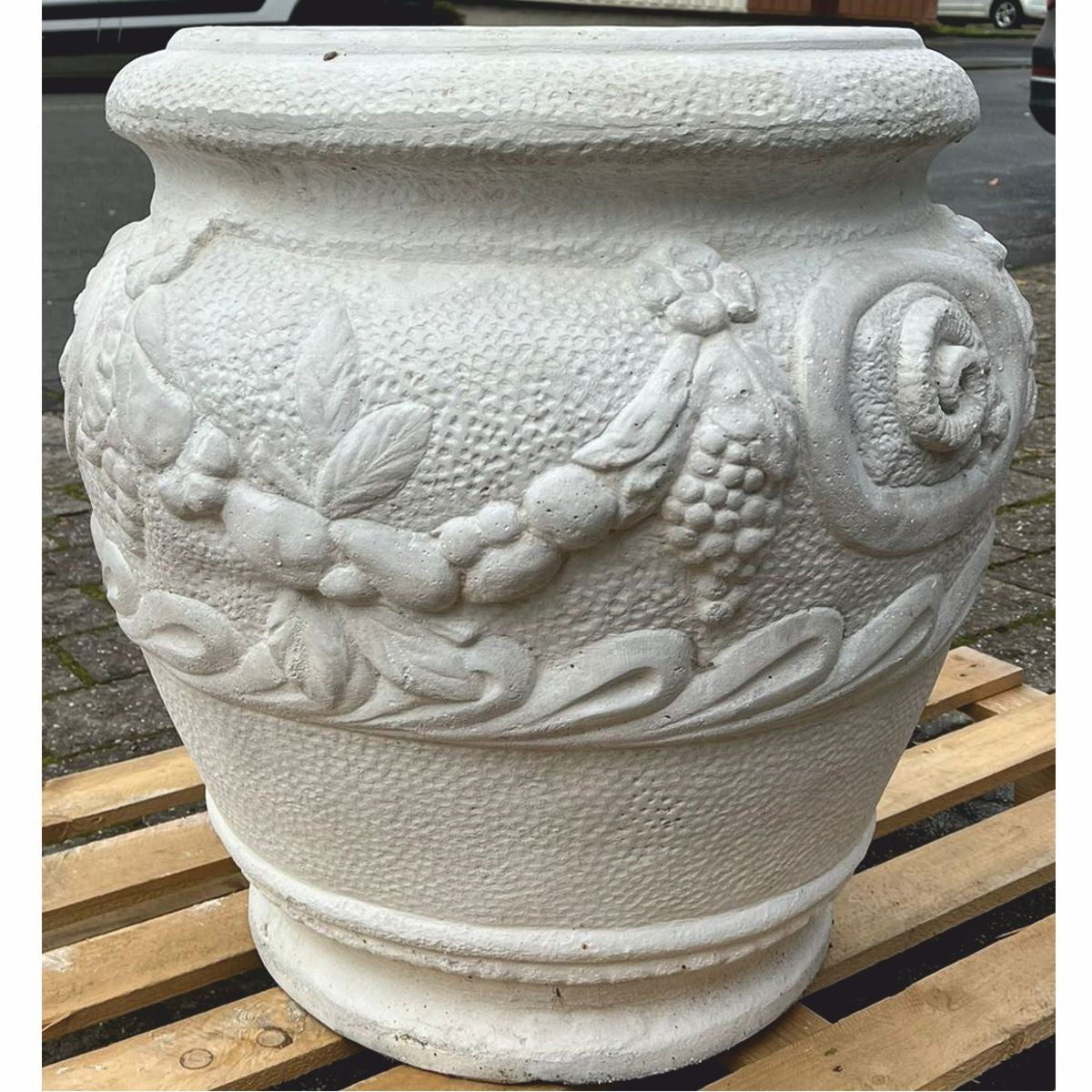 Barock Garten Deko Blumentopf Grau H. 66 cm