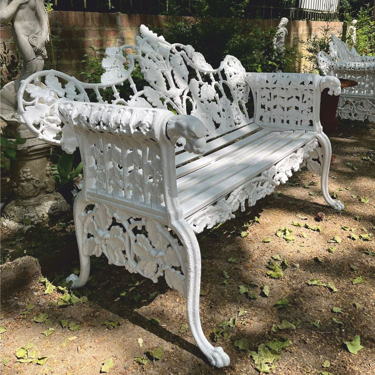 Barock Gartenbank Weiß 148 cm - Barock Garten Möbel