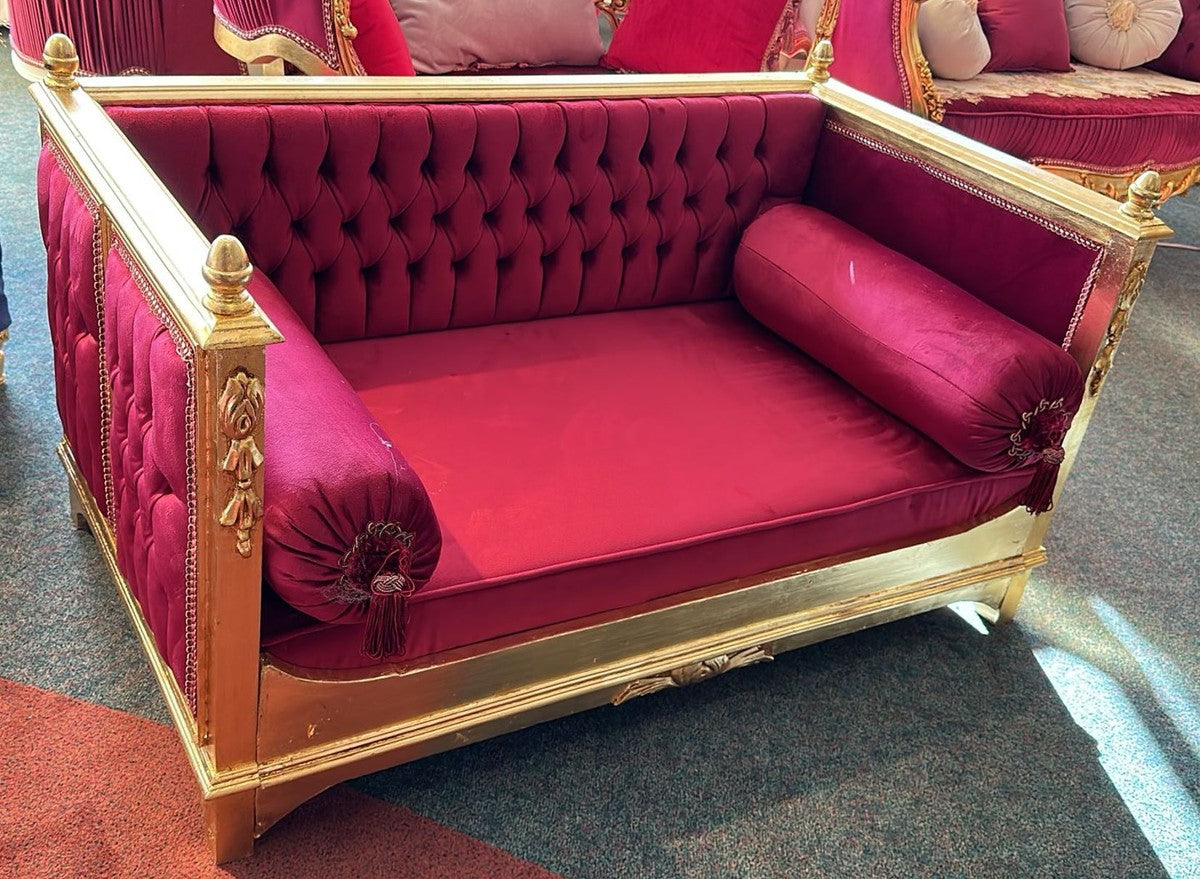 Barock Hundebett Lila / Gold - Handgefertigtes Antik Stil Hundebett - Prunkvolle Hunde Möbel im Barockstil - Antik Stil Tiermöbel - Barock Tiermöbel