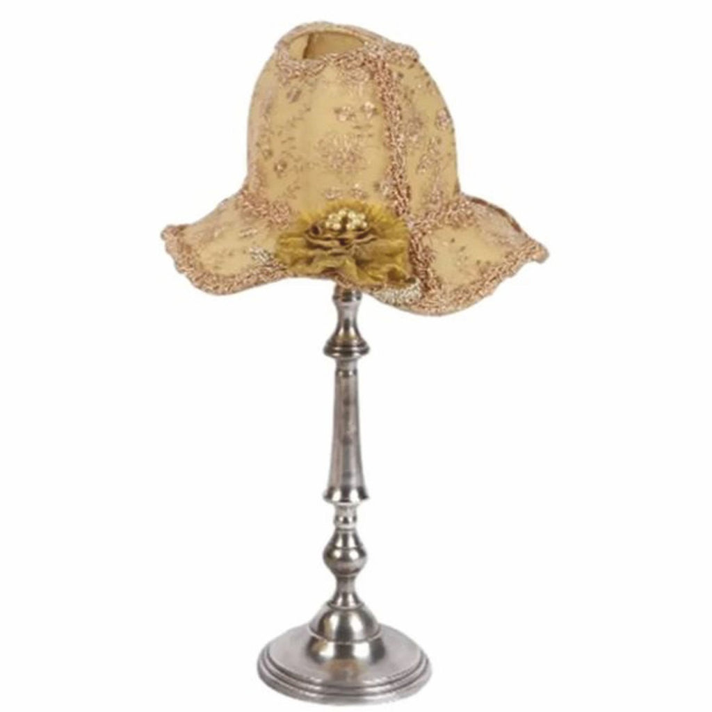 Barock Lampenschirm in Damenhut Form Beige / Gold 47 cm
