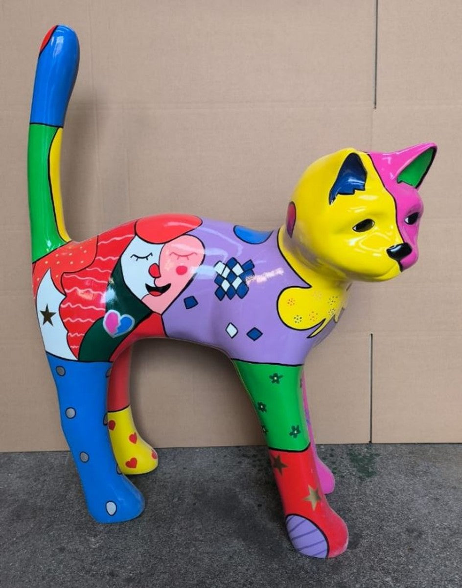 Deko Figur Katze Bunt H. 110 cm - Garten Deko Tier Figur