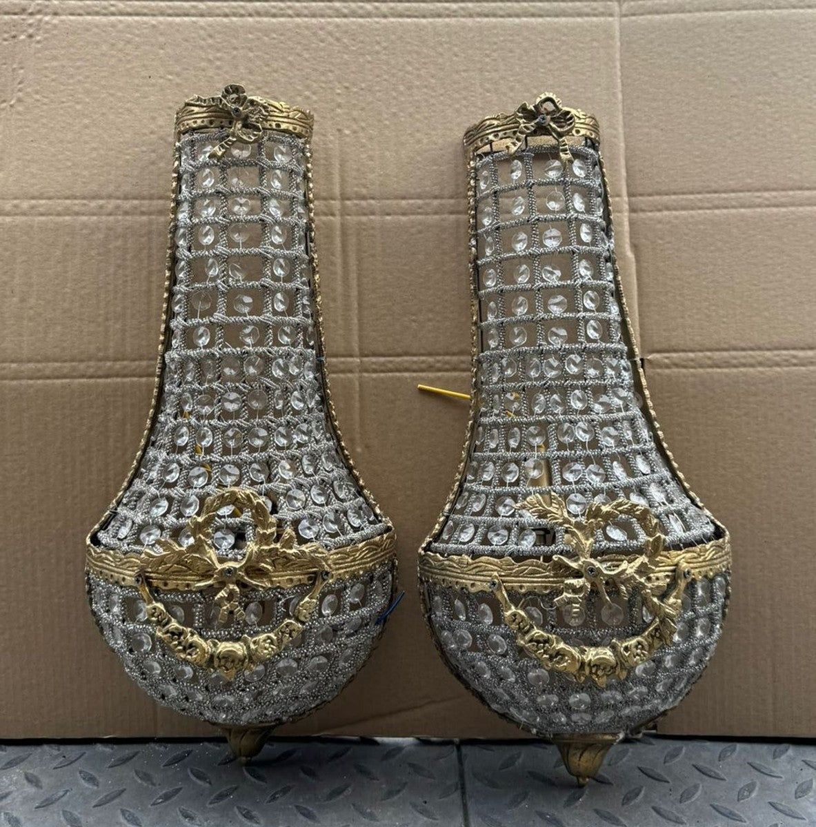 Barock Kristall Wandleuchten Set Gold H. 50 cm - Barockstil Wandleuchten