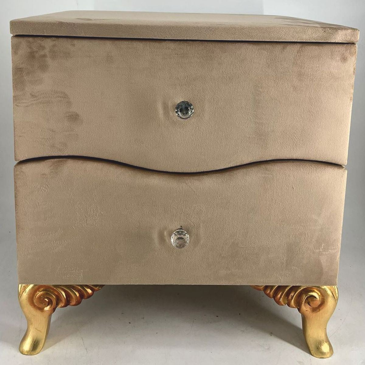 Barock Nachtkommode mit 2 Schubladen Braun / Gold - Barockstil Schlafzimmer Möbel