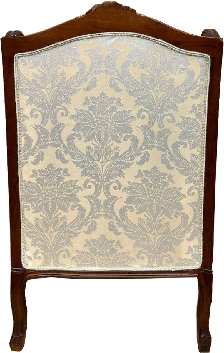Barock Ohrensessel Beige / Dunkelbraun / Gold - Barock Wohnzimmer Möbel