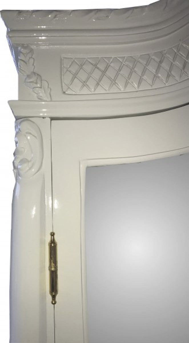 Barock Kleiderschrank Weiß Hochglanz B 110 x H 230 cm Schlafzimmer Schrank - Antik Stil