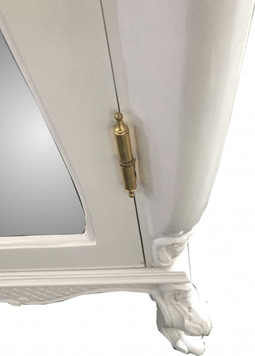 Barock Kleiderschrank Weiß Hochglanz B 110 x H 230 cm Schlafzimmer Schrank - Antik Stil