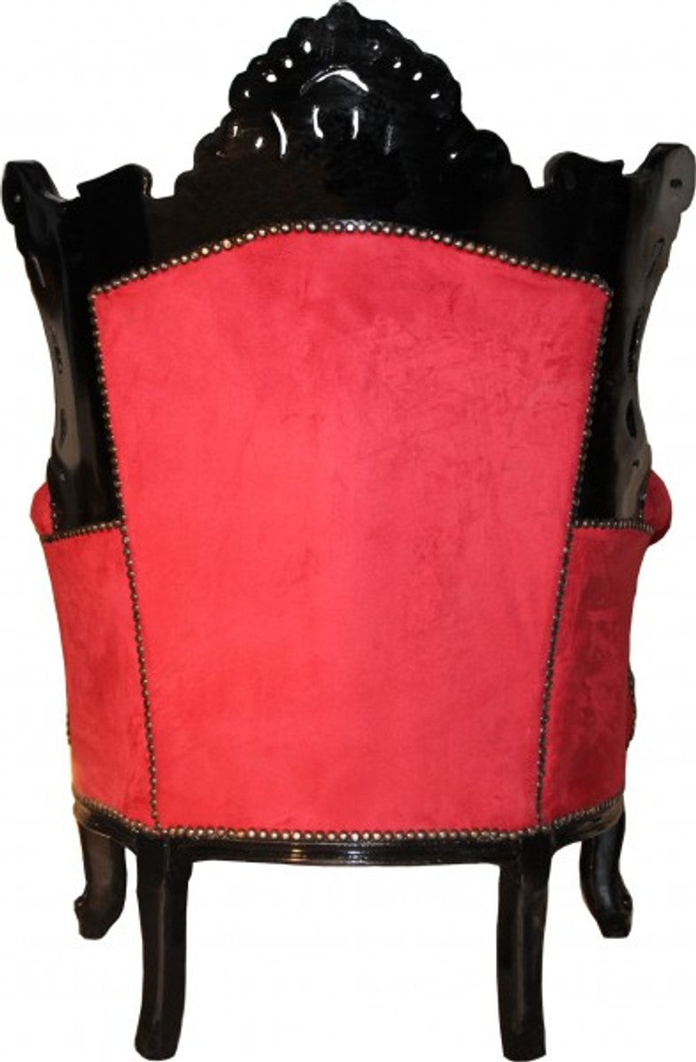 Barock Sessel Al Capone Bordeaux / Schwarz 80 x 90 x H. 128 cm - Antik Stil