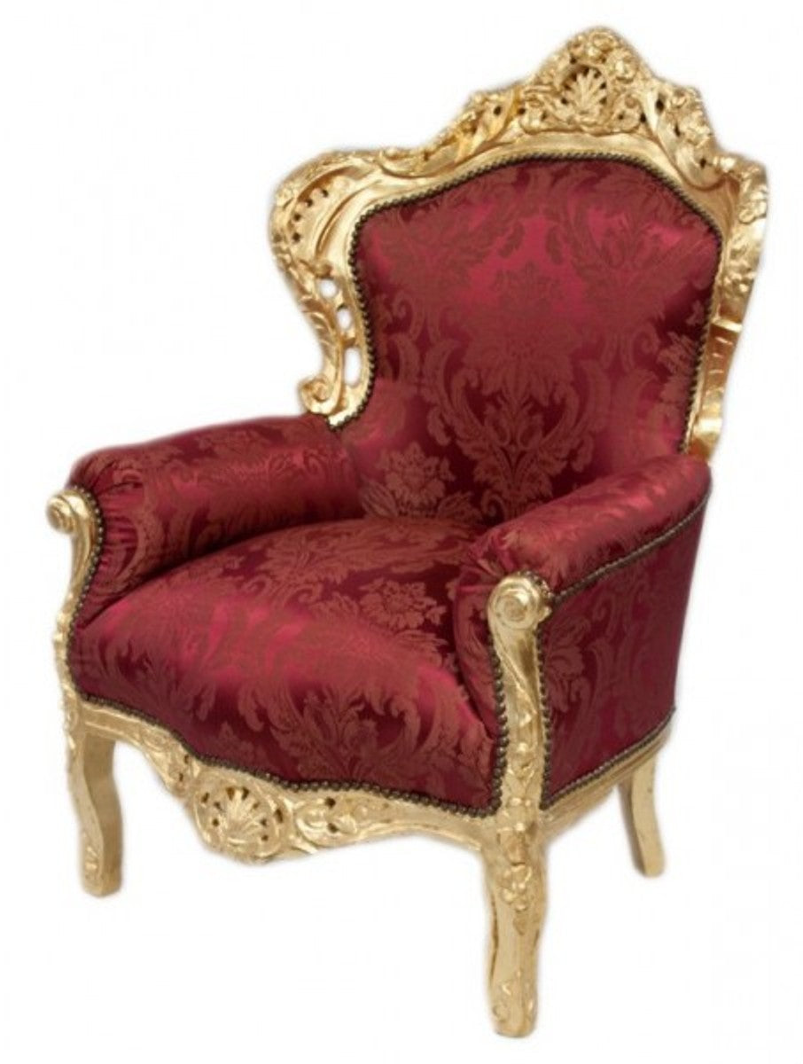 Barock Sessel King Bordeaux Muster / Gold Mod2 - Möbel Antik Stil