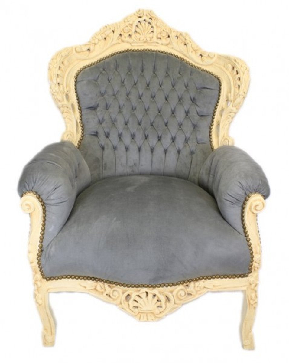 Barock Sessel King Grau / Antik Stil Creme - Möbel