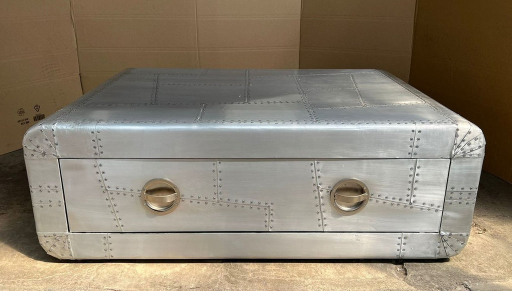 Aluminium Flugzeug Flieger Couchtisch Silber 120 cm - Aluminium Möbel