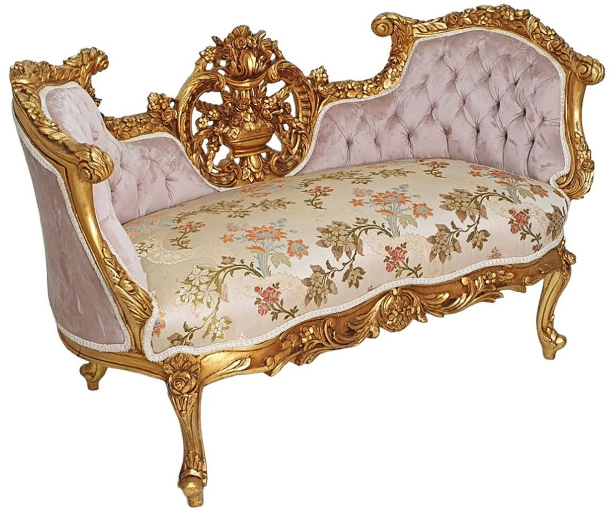 Barock Sofa Rosa / Beige / Mehrfarbig / Gold - Prunkvolles Wohnzimmer Sofa im Barockstil - Wohnzimmer Möbel im Barockstil - Barock Möbel - Barock Einrichtung