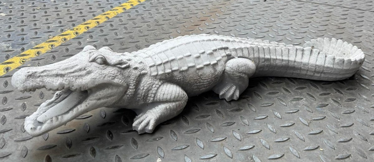 Garten Deko Skulptur Krokodil Grau 68 cm - Garten Figur
