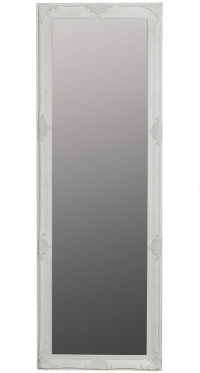 Barock Wandspiegel Weiß 65 x H. 190 cm - Handgefertigter Barock Spiegel mit Holzrahmen und wunderschönen Verzierungen