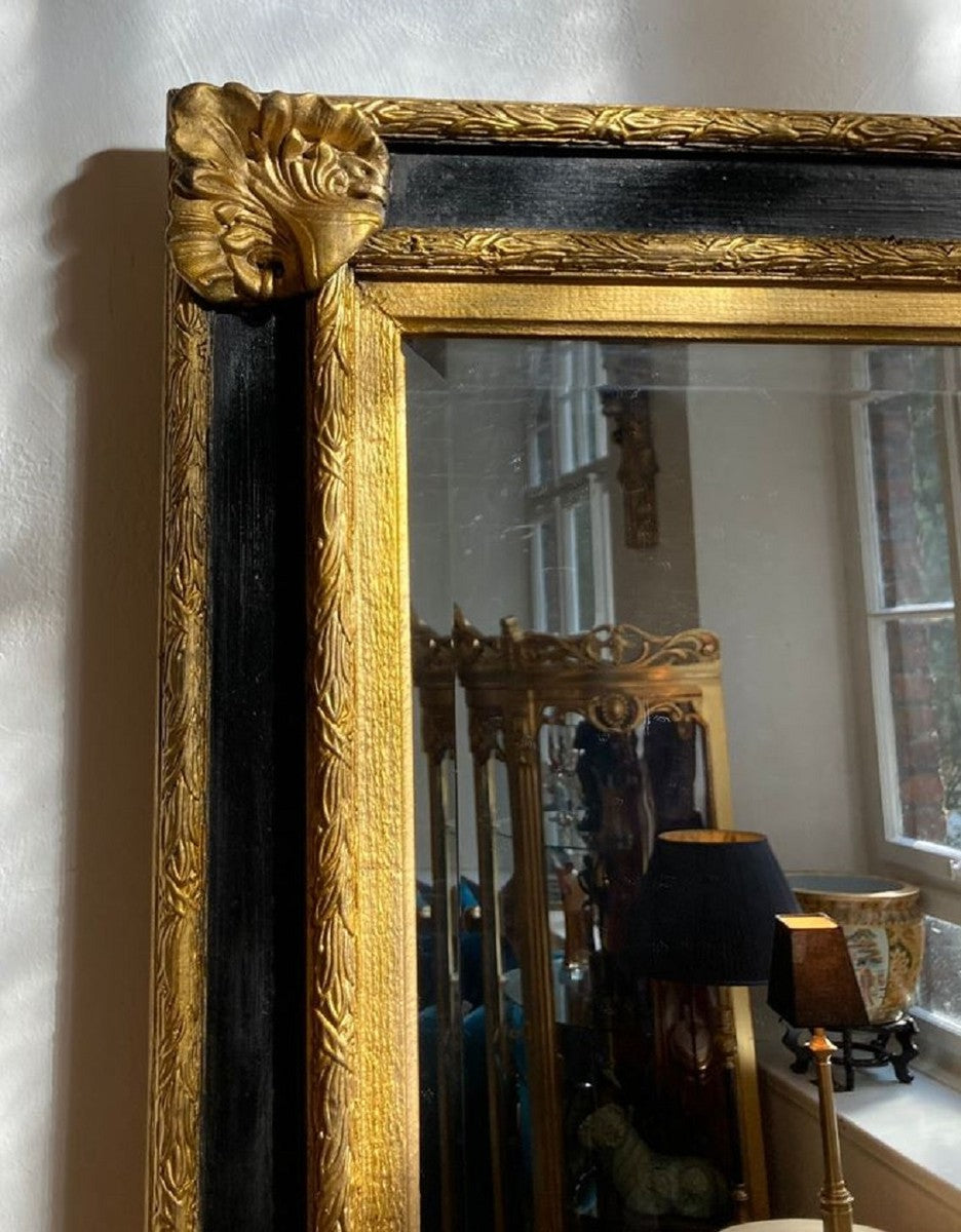 Barock Spiegel Gold / Schwarz - Barockstil Spiegel mit Verzierungen - Barock Garderoben Spiegel - Rechteckiger Barockstil Wandspiegel - Barock Möbel - Möbel Barockstil