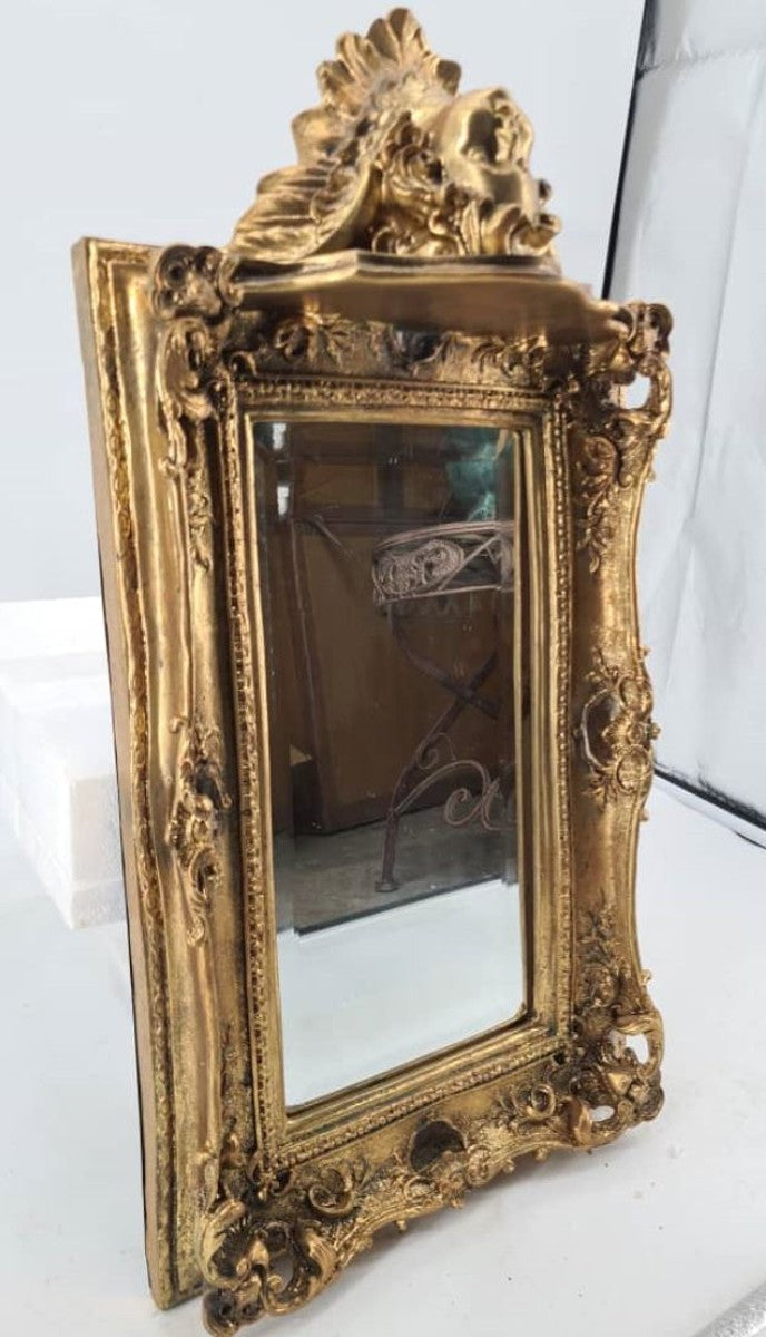 Barock Spiegel mit Unterbau Konsole Antik Gold H. 68 cm - Barockstil Möbel