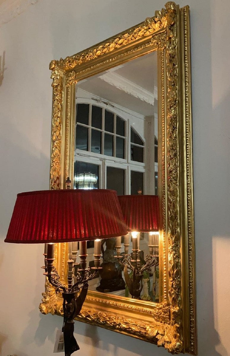 Barock Spiegel Gold - Rechteckiger Wandspiegel mit Verzierungen - Barock Garderoben Spiegel - Barockstil Wandspiegel - Barock Möbel - Möbel Barockstil - Edel & Prunkvoll