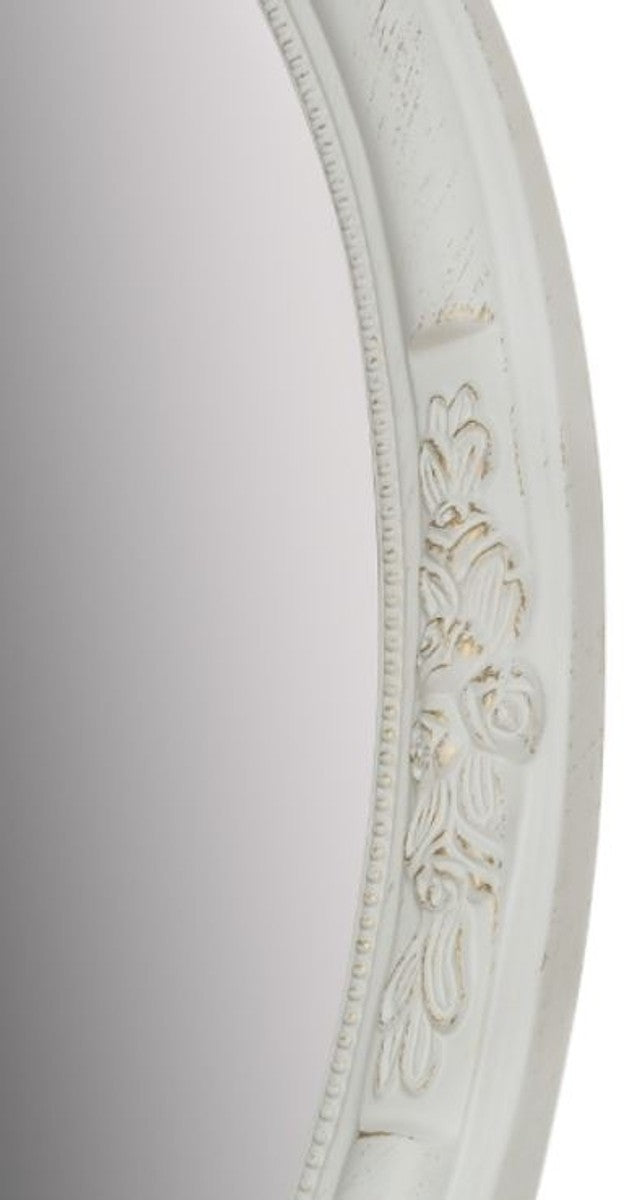 Barock Spiegel Weiß 57 x H. 77 cm - Ovaler Barock Wandspiegel mit Holzrahmen