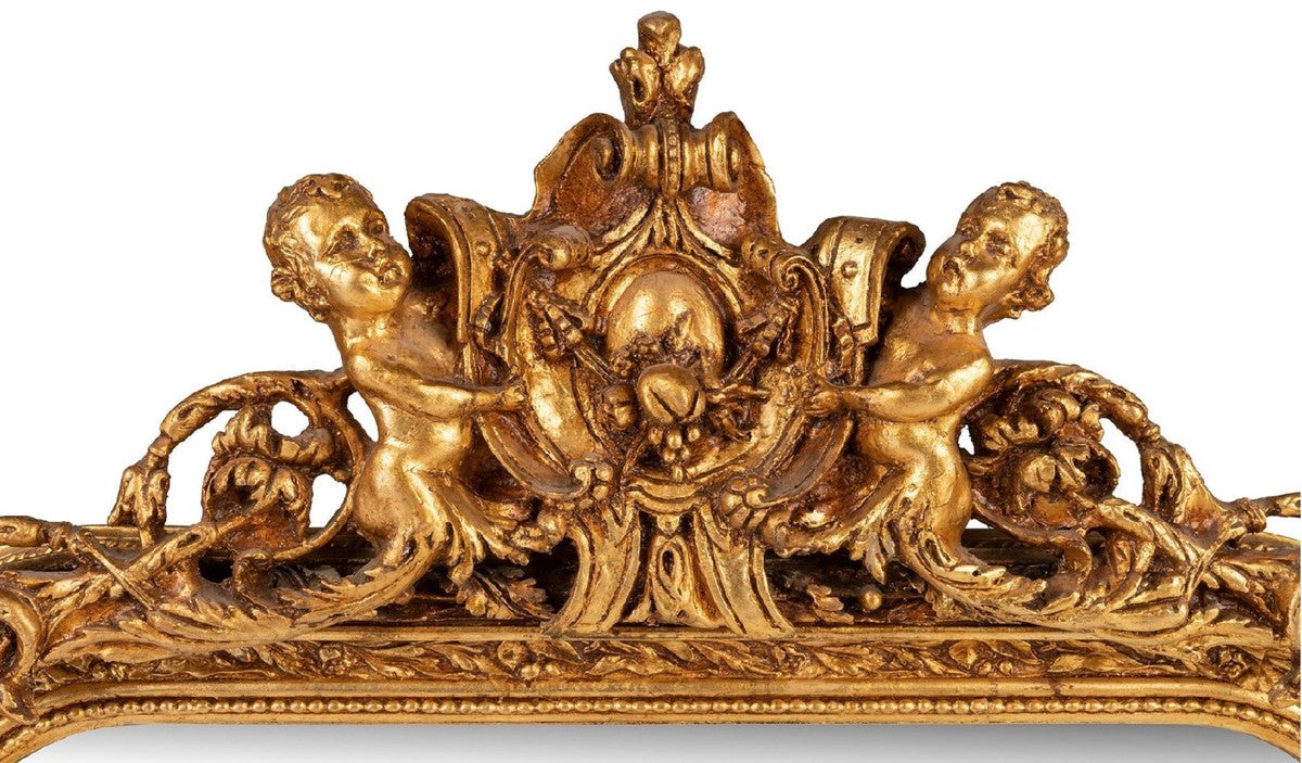 Barock Spiegel Gold - Barockstil Spiegel mit eleganten Verzierungen - Handgefertigter Barockstil Wandspiegel - Barock Garderoben Spiegel - Barock Möbel - Möbel Barockstil