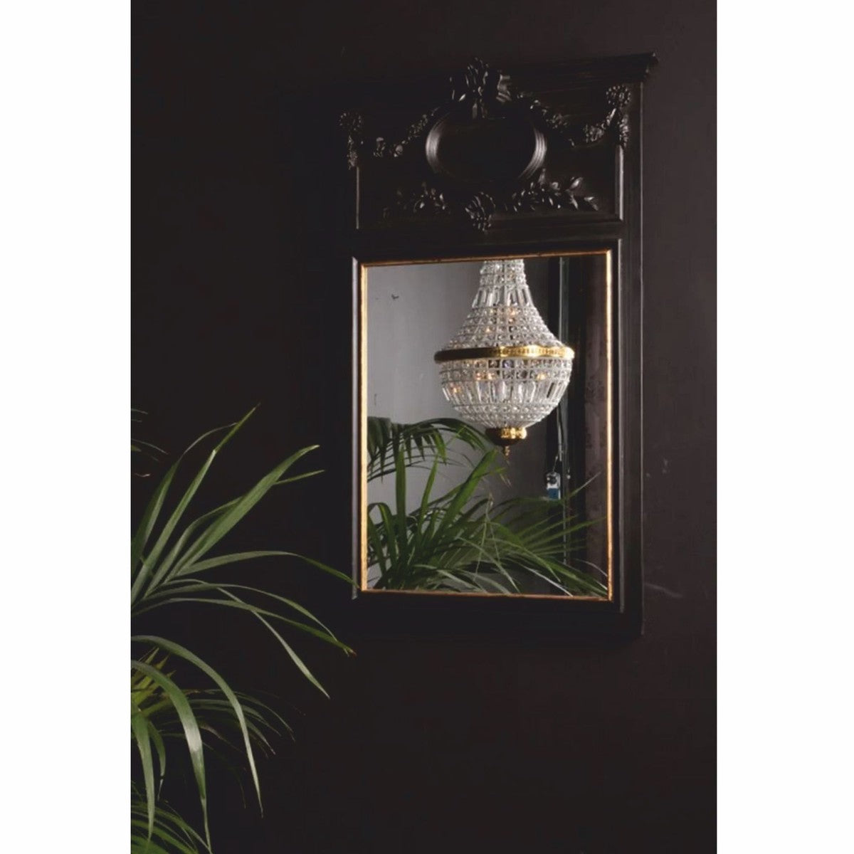 Barock Spiegel Schwarz H. 102 cm - Barockstil Möbel