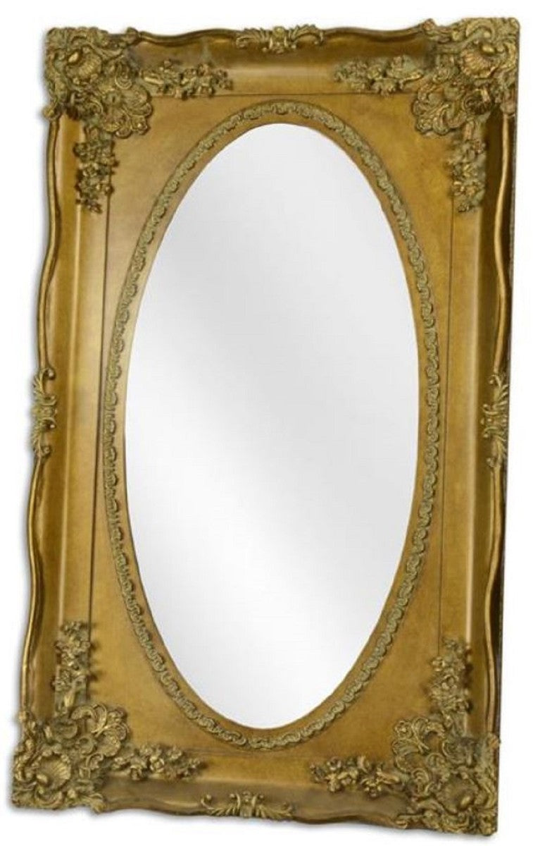 Barock Spiegel Gold 94 x H. 154,5 cm - Prunkvoller ovaler Wandspiegel im Barockstil