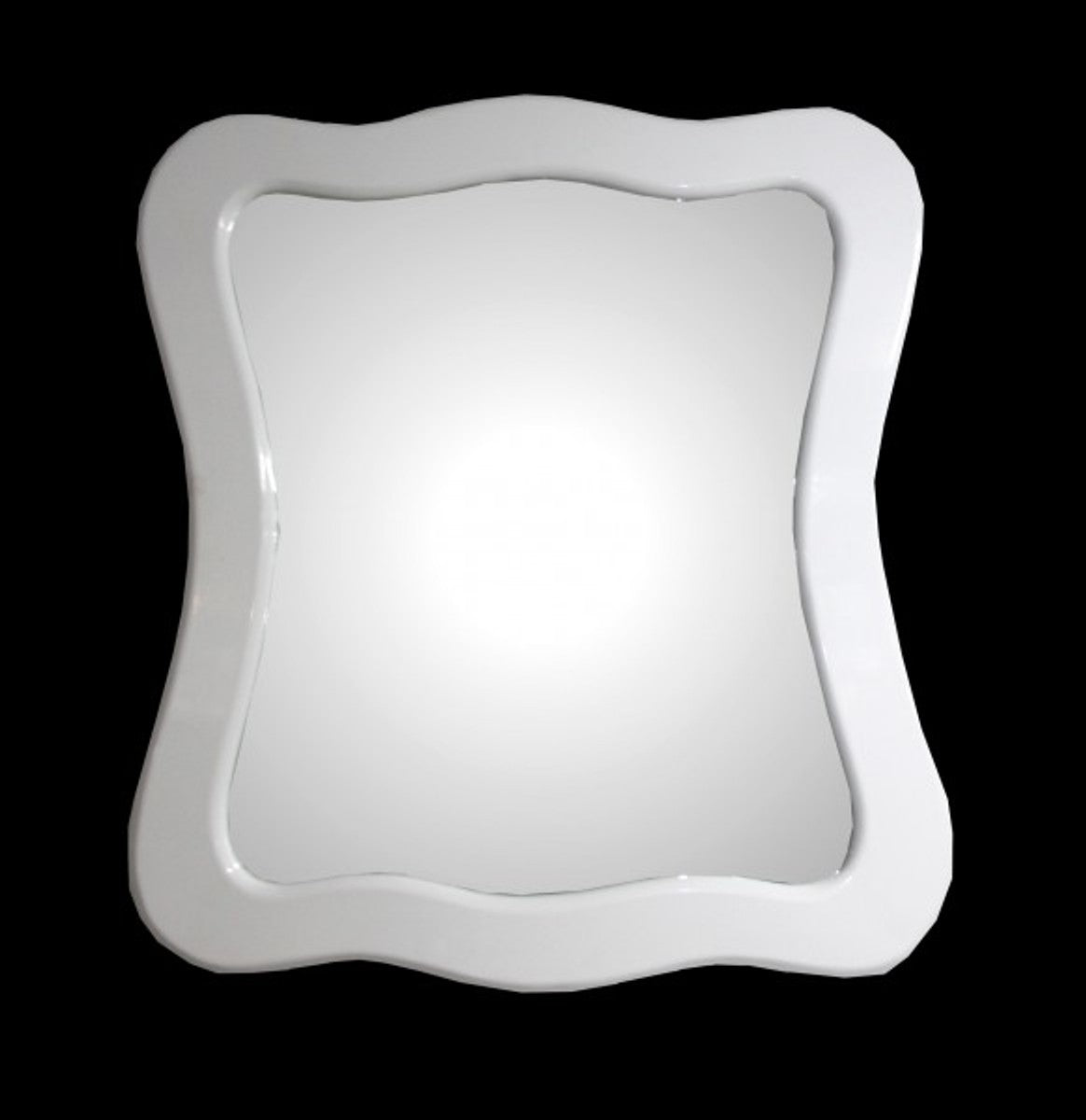 Barock Wandspiegel Weiß Hochglanz 95 x 89 cm - Barocker Spiegel