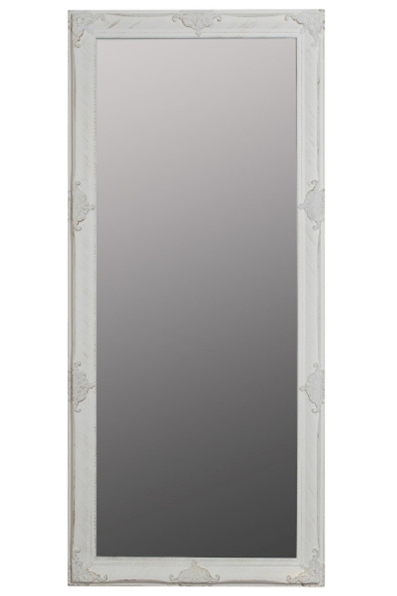 Barock Spiegel Weiss mit wunderschönen antik Verzierungen H. 162 cm - Handgefertigt