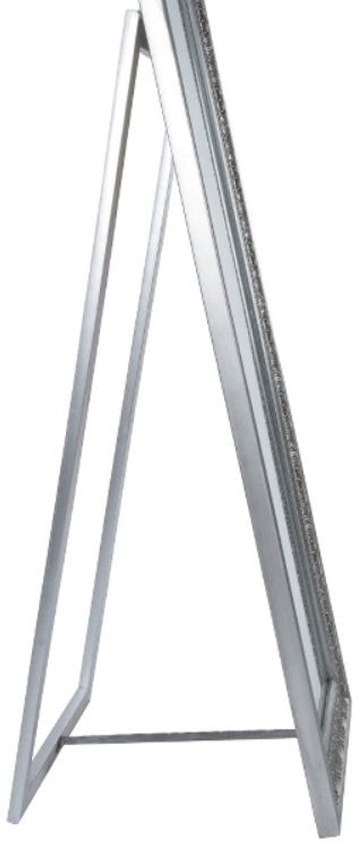 Barock Standspiegel / Wandspiegel Silber 45 x H. 180 cm - Handgefertigter Spiegel mit Holzrahmen & wunderschönen Verzierungen