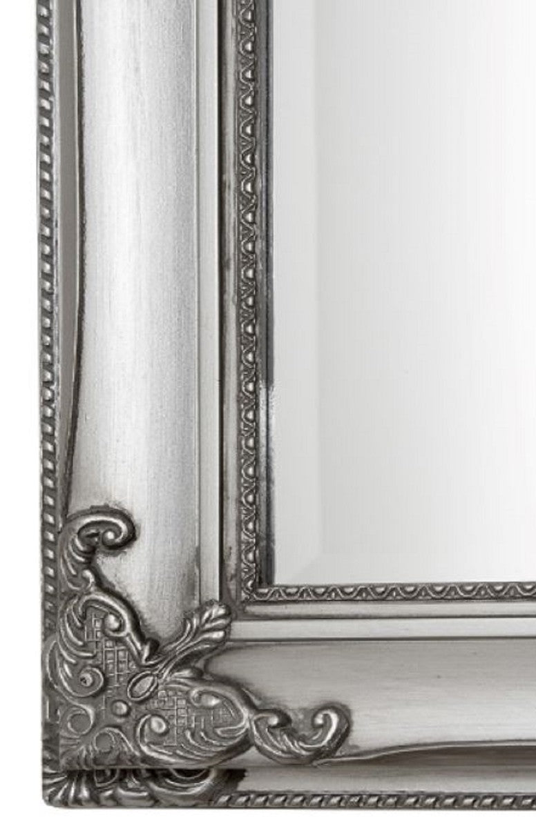 Barock Standspiegel Silber 50 x H. 180 cm - Handgefertigter Spiegel mit Holzrahmen & wunderschönen Verzierungen