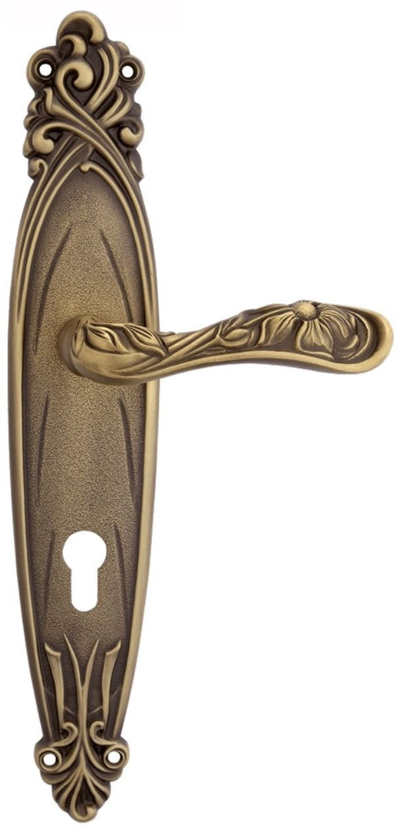 Barock Türklinken Set Messing Patiniert 14 x H. 33,5 cm - Türgriffe im Barockstil