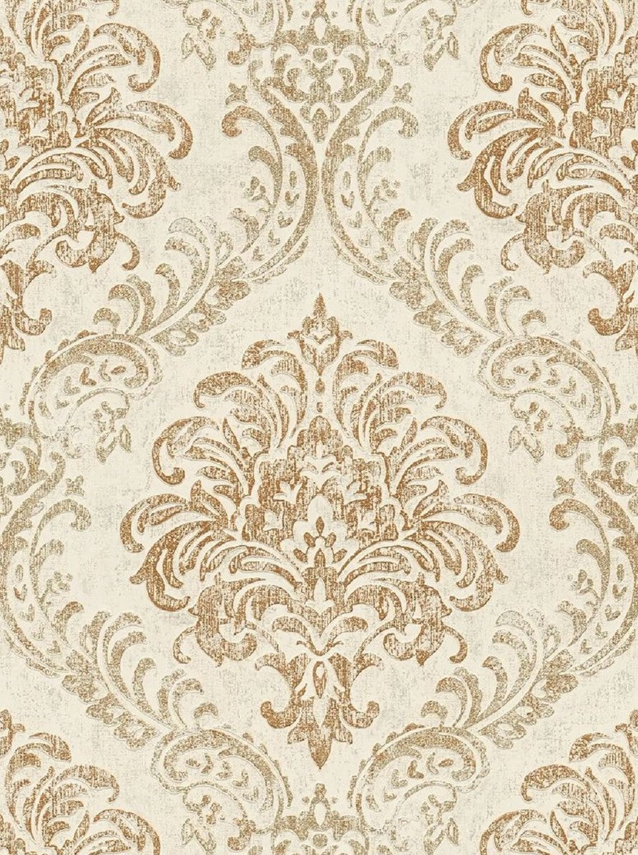 Barock Vliestapete Creme / Gold Metallic