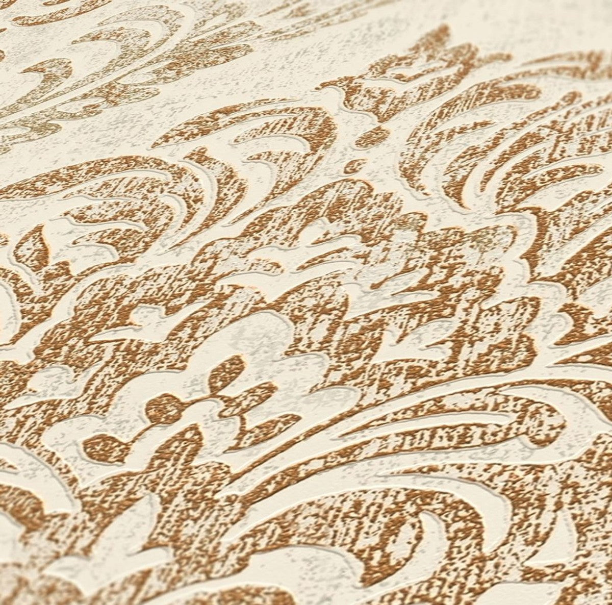 Barock Vliestapete Creme / Gold Metallic