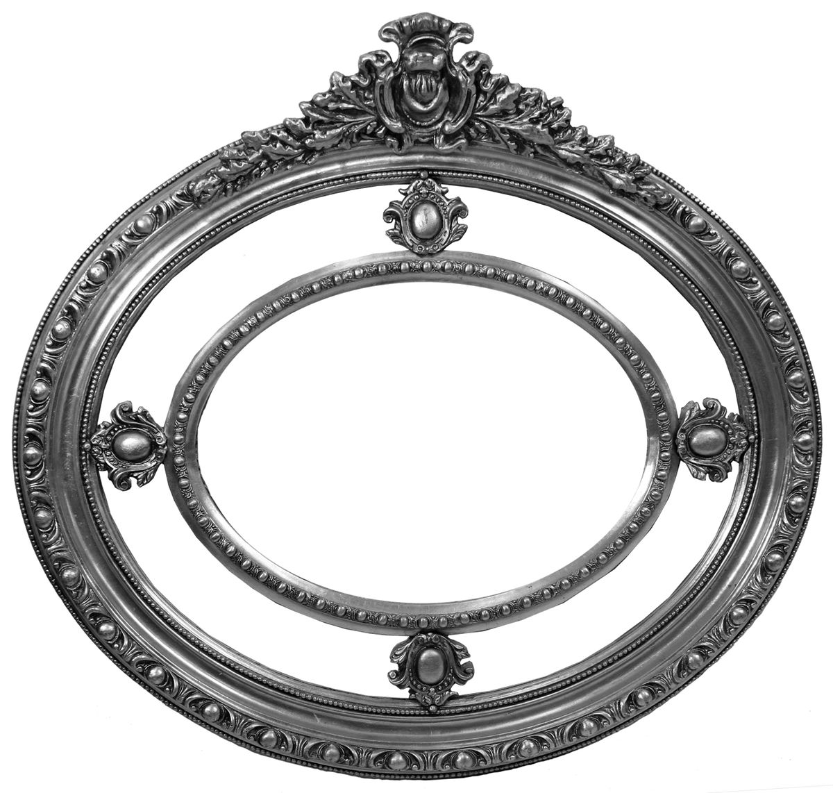 Barock Wandspiegel Silber 125 x H. 120 cm - Handgefertigter ovaler Barock Spiegel mit wunderschönen Verzierungen