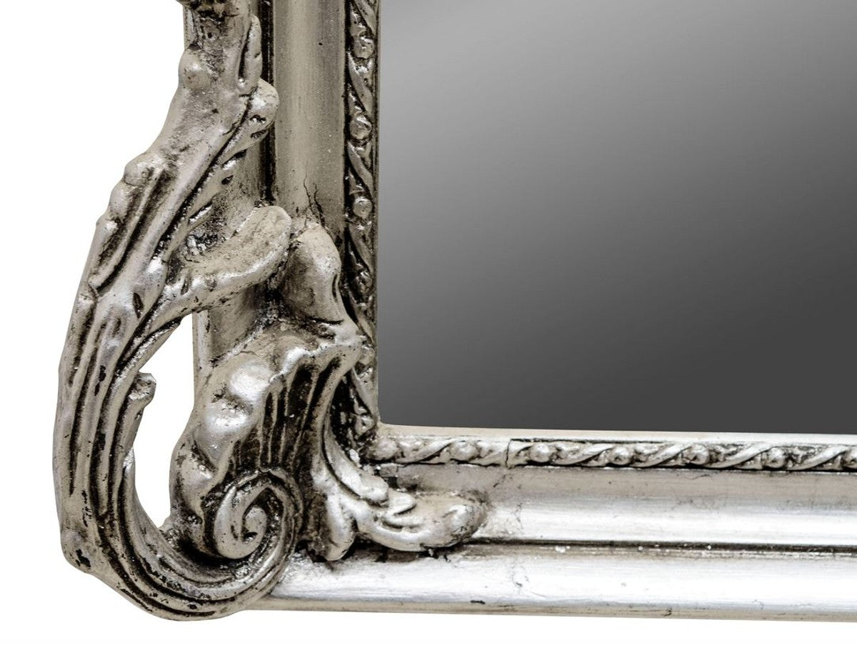 Barock Wandspiegel Silber 54 x H. 172 cm - Wohnzimmer Spiegel Antik Stil Möbel