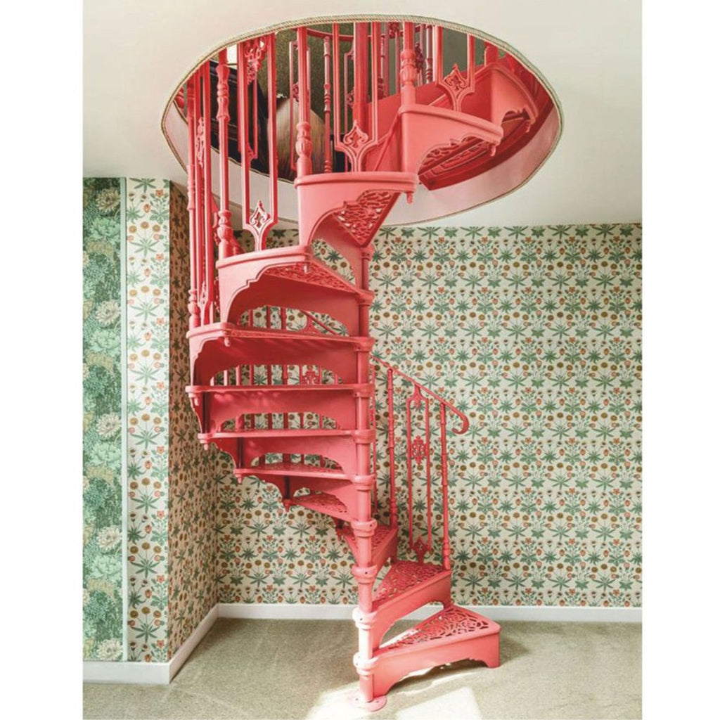 Barock Wendeltreppe / Spiraltreppe mit Geländer rechte Seite Rosa H. 240 cm