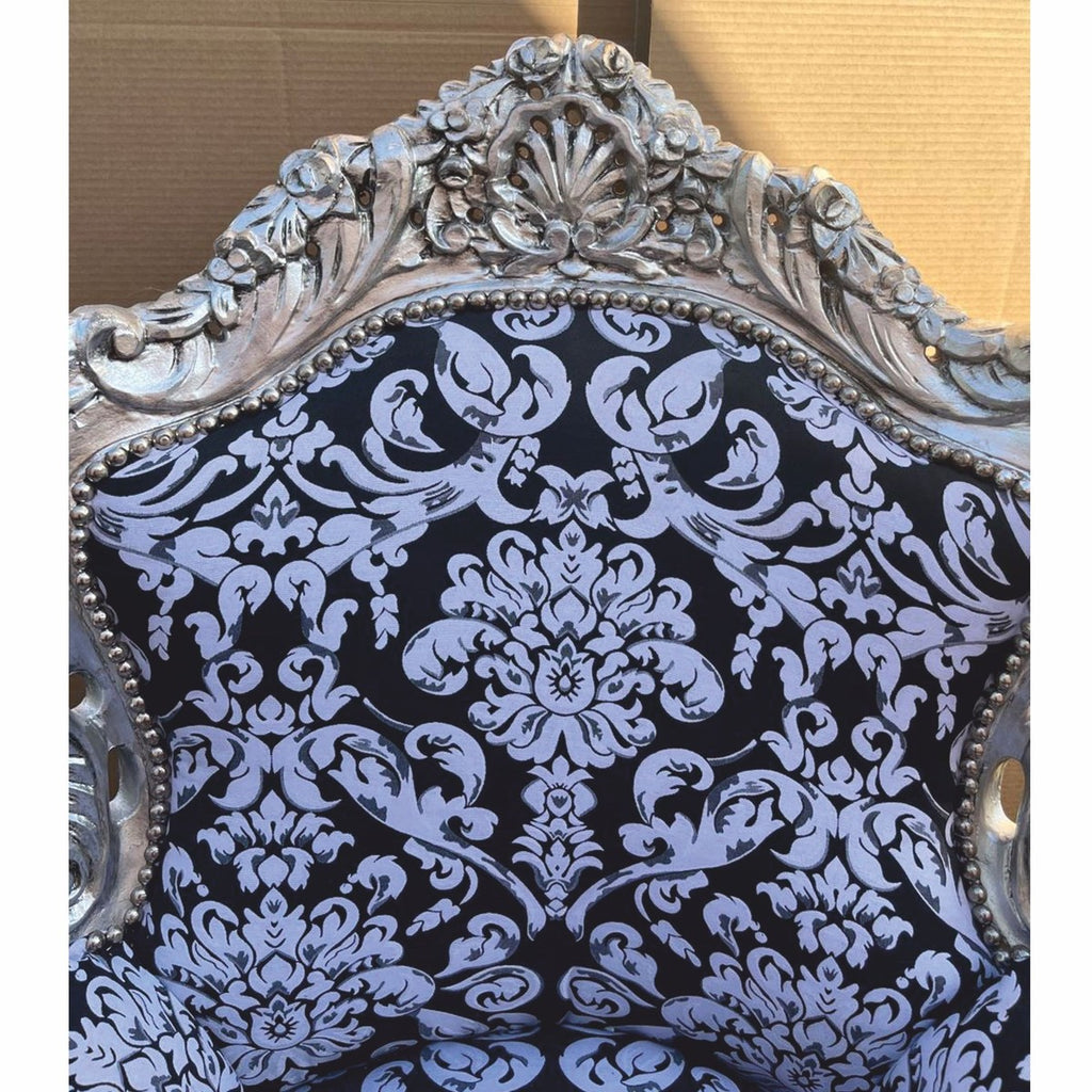 Barock Wohnzimmer Sessel Schwarz / Weiß / Silber - Prunkvolle Barock Möbel