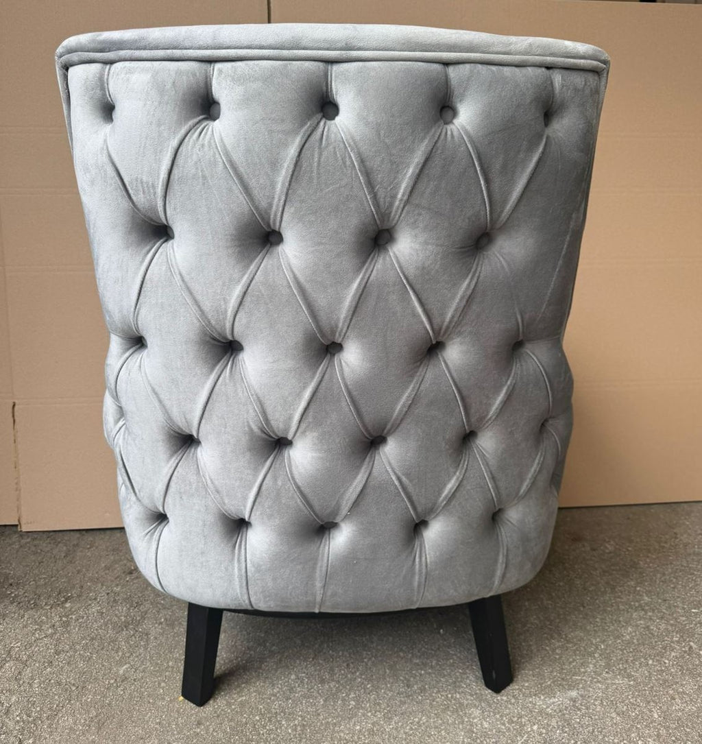 Luxus Art Deco Chesterfield Wohnzimmer Sessel Grau / Schwarz / Gold