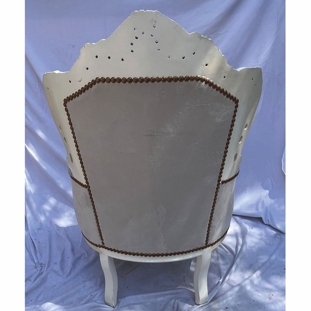 Barock Wohnzimmer Sessel Grau / Antik Weiß - Prunkvolle Barock Möbel