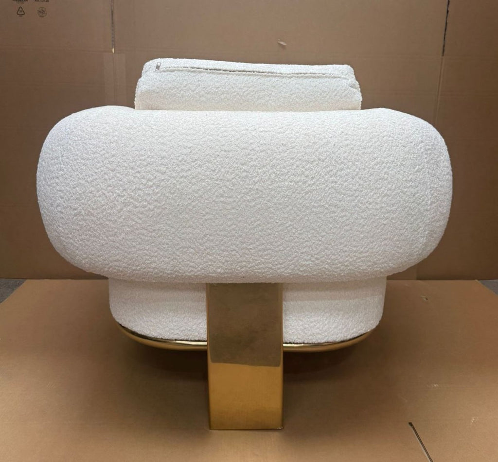 Luxus Sessel Weiß / Gold 115 cm - Wohnzimmer & Hotel Möbel