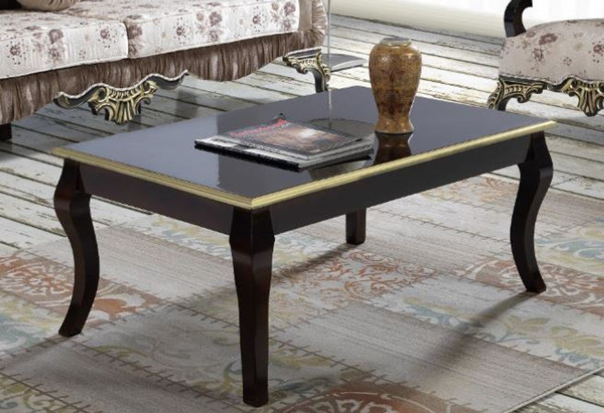 Barock Wohnzimmer Set Braun / Beige / Schwarz / Gold - 2 Sofas & 2 Sessel & 1 Couchtisch - Barock Wohnzimmer Möbel