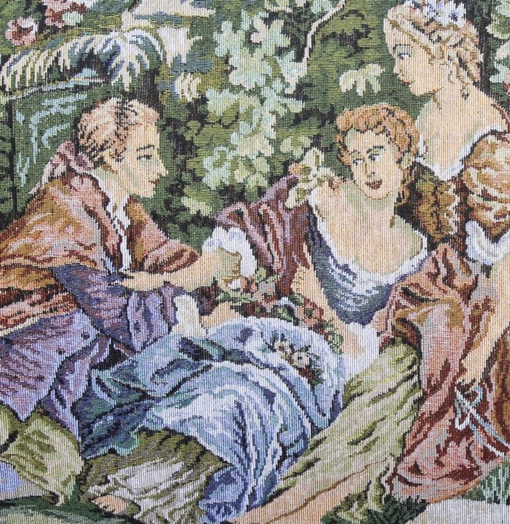 Barock Sitzbank Set Gobelin / Braun - 1 Sofa + 2 Sessel