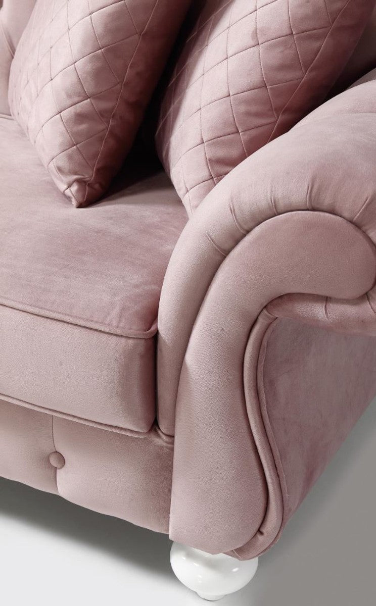 Barock Sofa Rosa / Weiß 225 x 83 x H. 92 cm - Wohnzimmer Sofa im Barockstil - Barock Möbel