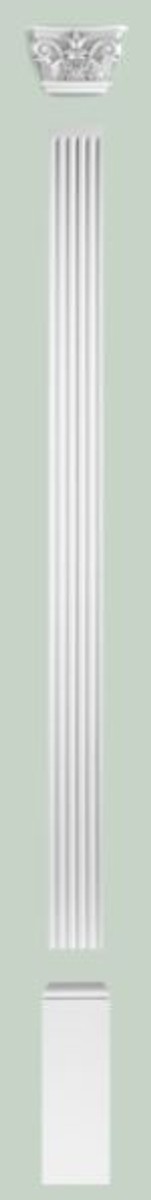 Barock Zierelement Säulen Kopfteil Weiß 22,8 x 6,2 x H. 14,9 cm - Wanddeko im Barockstil