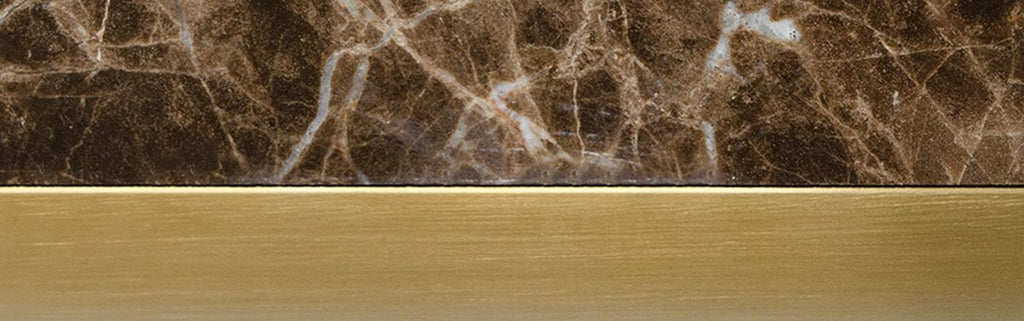 Beistelltisch mit schwarz-grauem Marmor und goldenem Sockel 40 x 40 x H. 50 cm - Luxus Wohnzimmer Deko