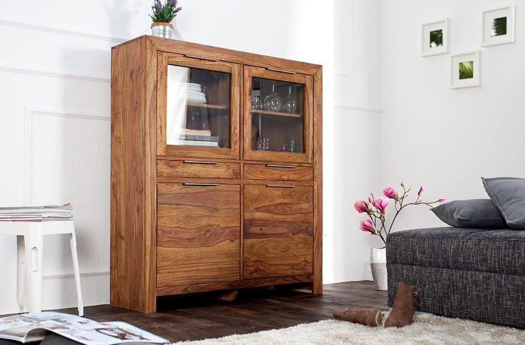 Esszimmer Schrank mit 4 Türen und 2 Schubladen Braun 120 x 35 x H. 140 cm