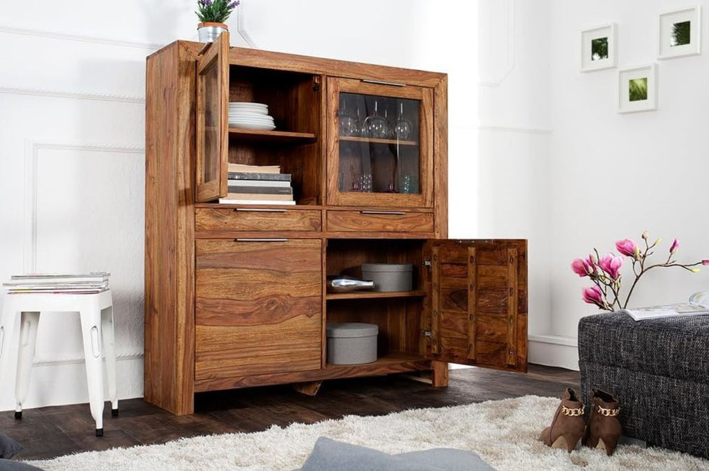 Esszimmer Schrank mit 4 Türen und 2 Schubladen Braun 120 x 35 x H. 140 cm