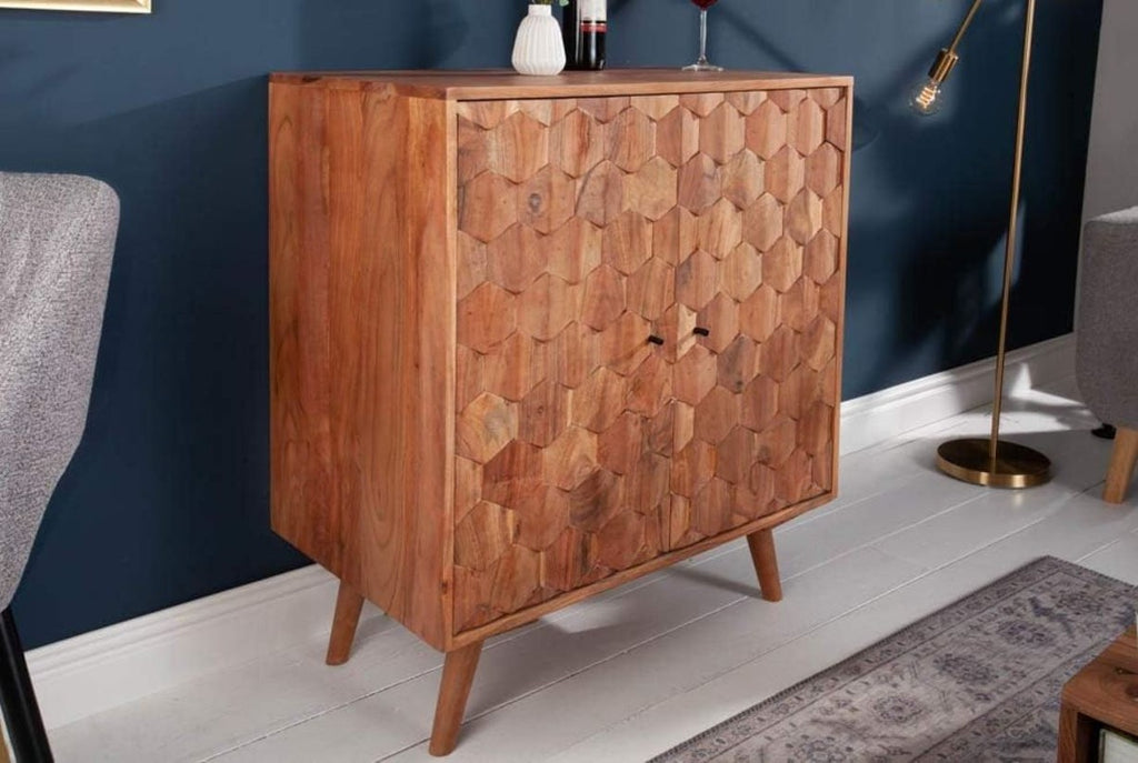 Barschrank Braun 76 x 46 x H. 89 cm - Weinschrank mit 2 Türen